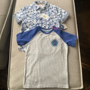 Fat Face Young Crew boys tee shirt with graphic on back and button down shirt